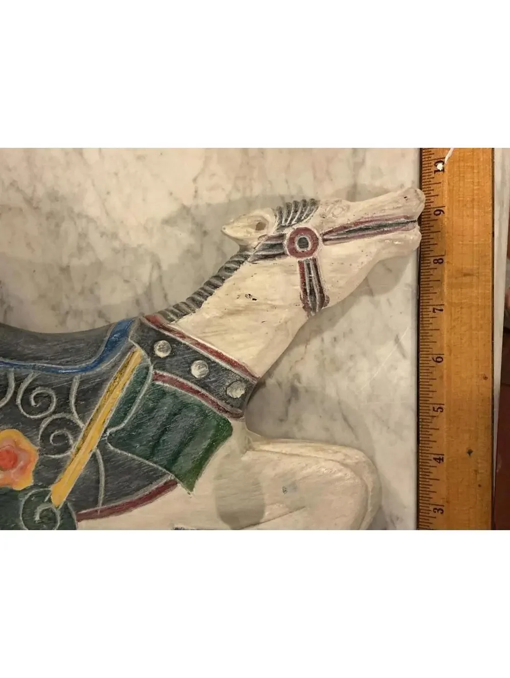 Vintage Hand-Painted Wooden Rocking Horse Wall Hooks Nursery Decor